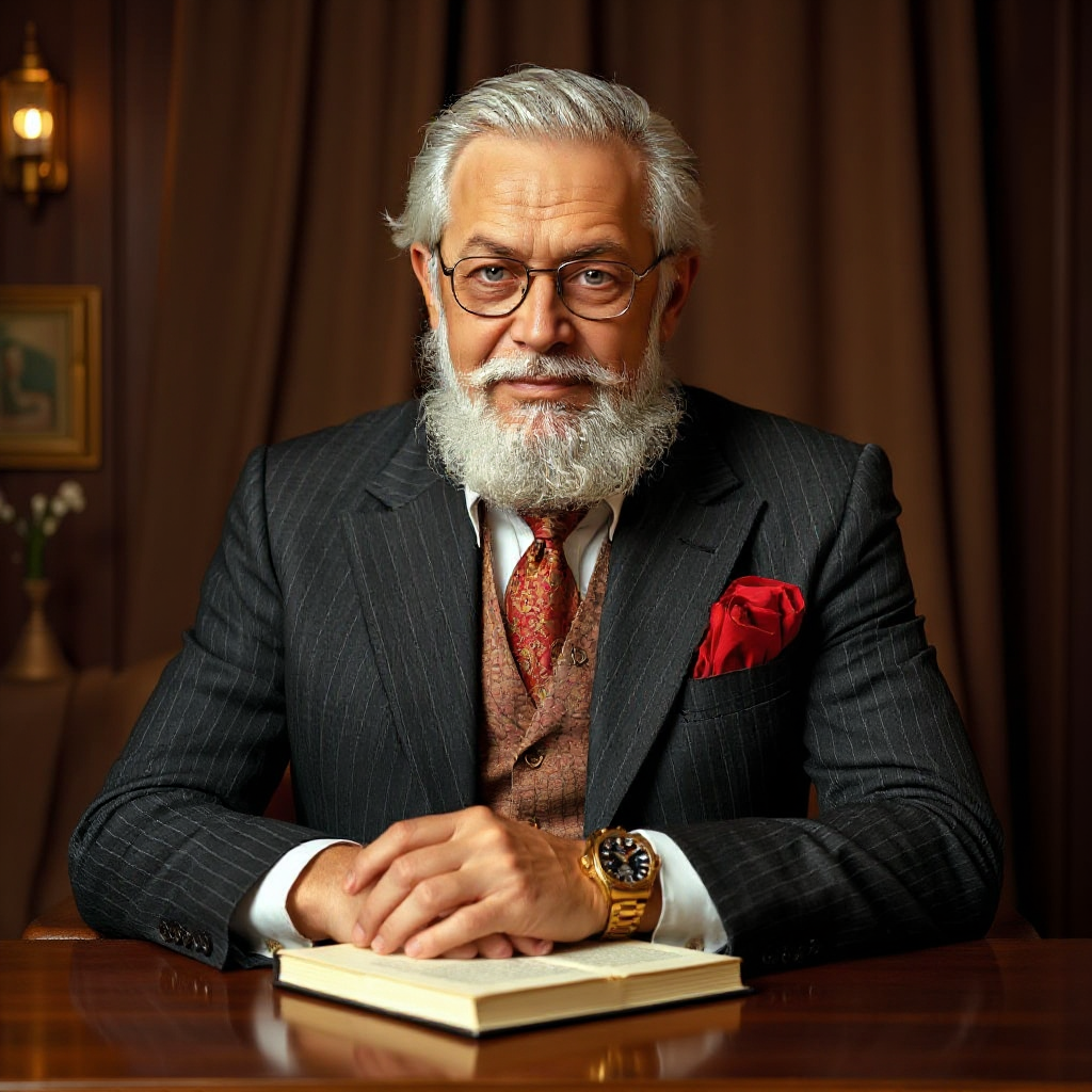 www.flux-context.com, prompt: A man is sitting at a table with a book