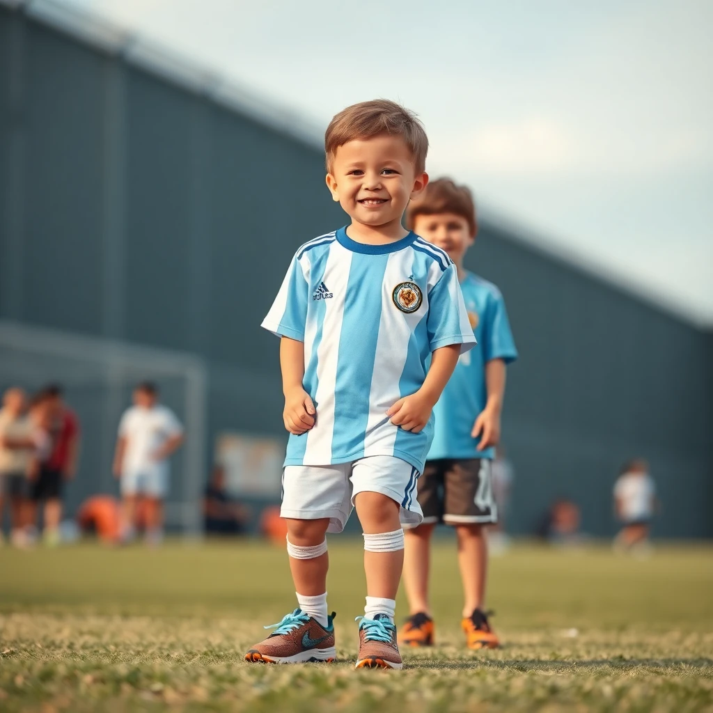 flux-context.com, flux kontext, style: text to image, prompt: I want to integrate the left kid with the argentina shirt into the image of all the kids
