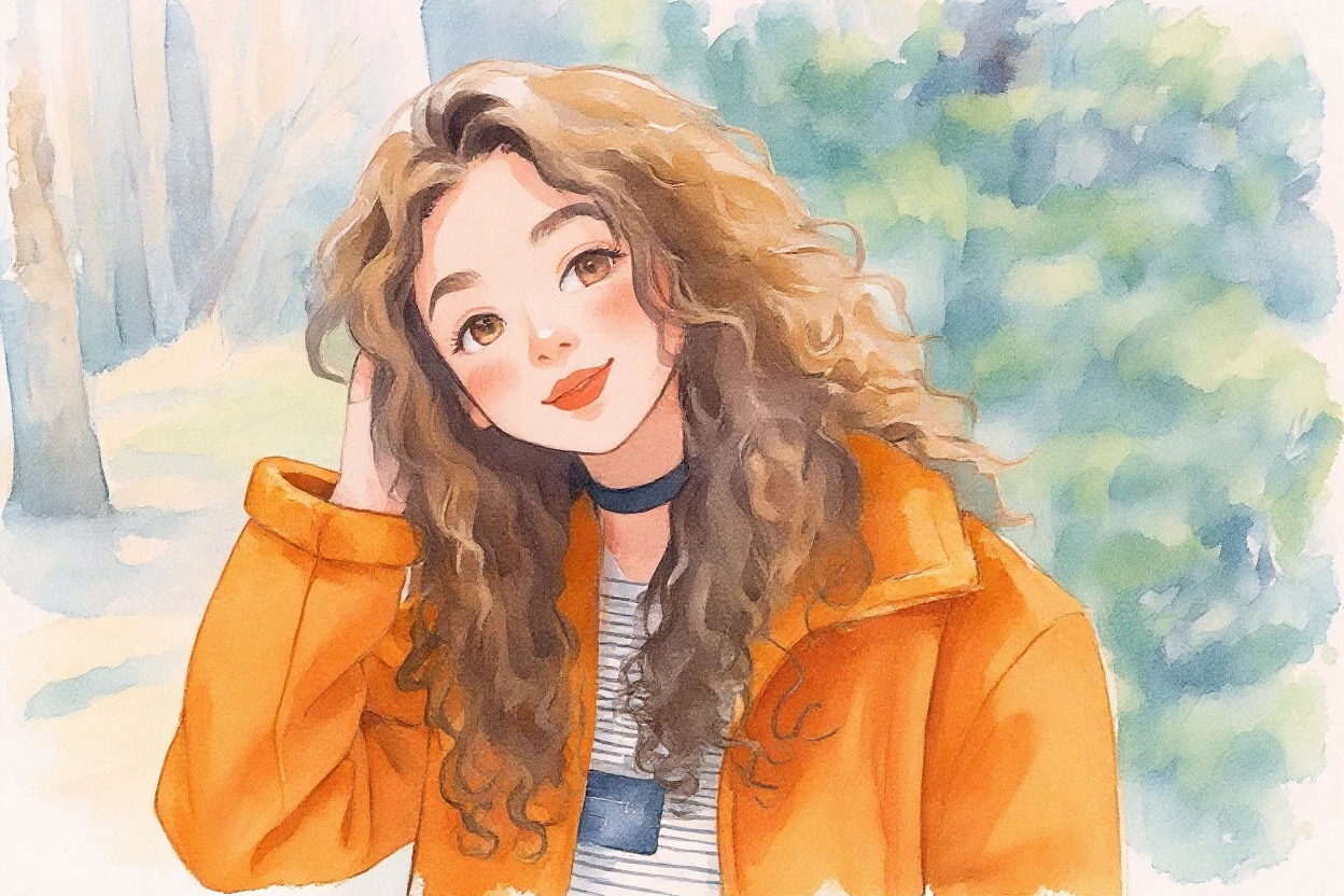 flux-context.com, flux kontext, style: watercolor, prompt: Transform the style into a watercolor style, cute, keeping the characters and background unchanged.