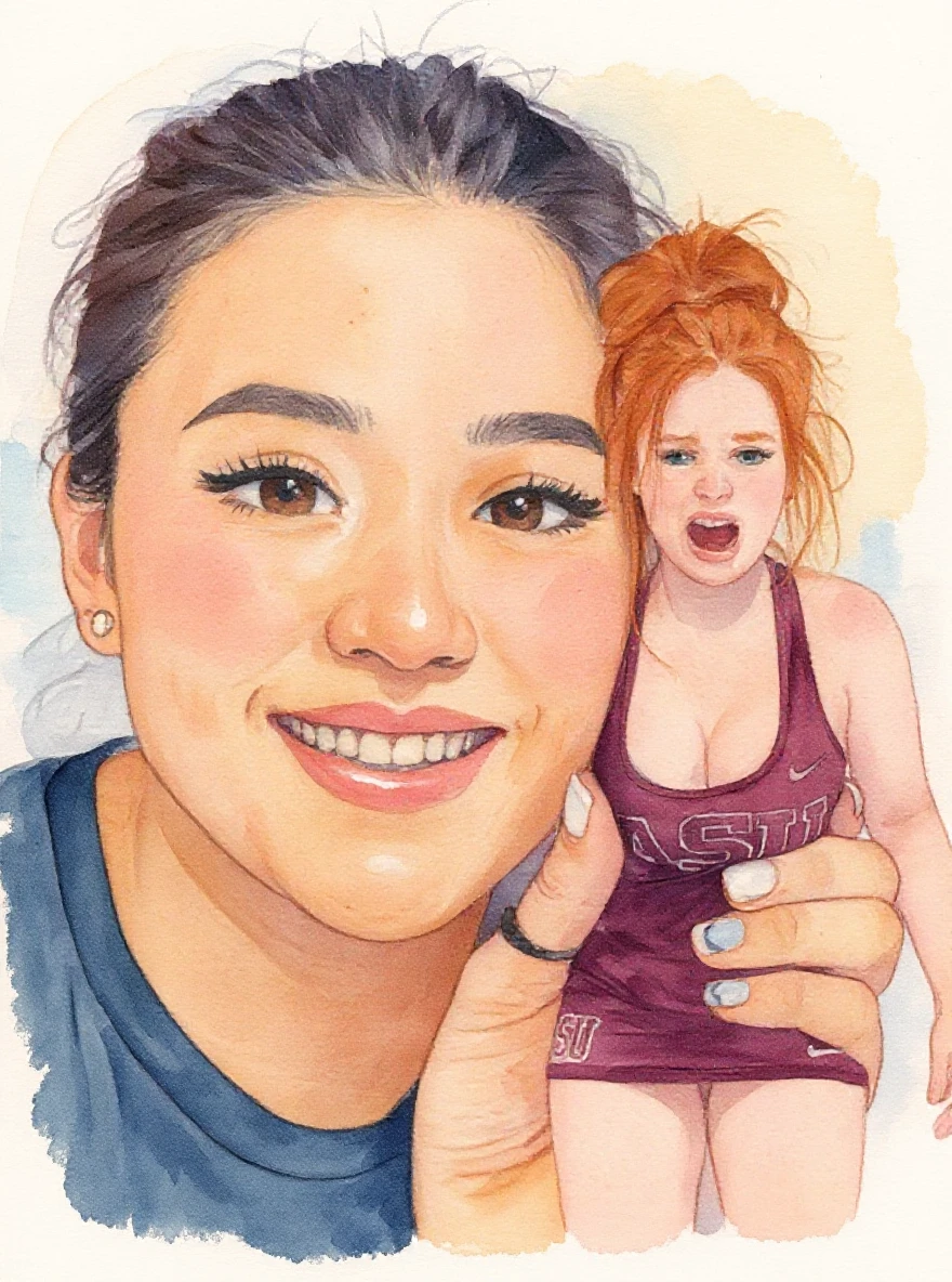 flux-context.com, flux kontext, style: watercolor, prompt: Transform the style into a watercolor style, cute, keeping the characters and background unchanged.