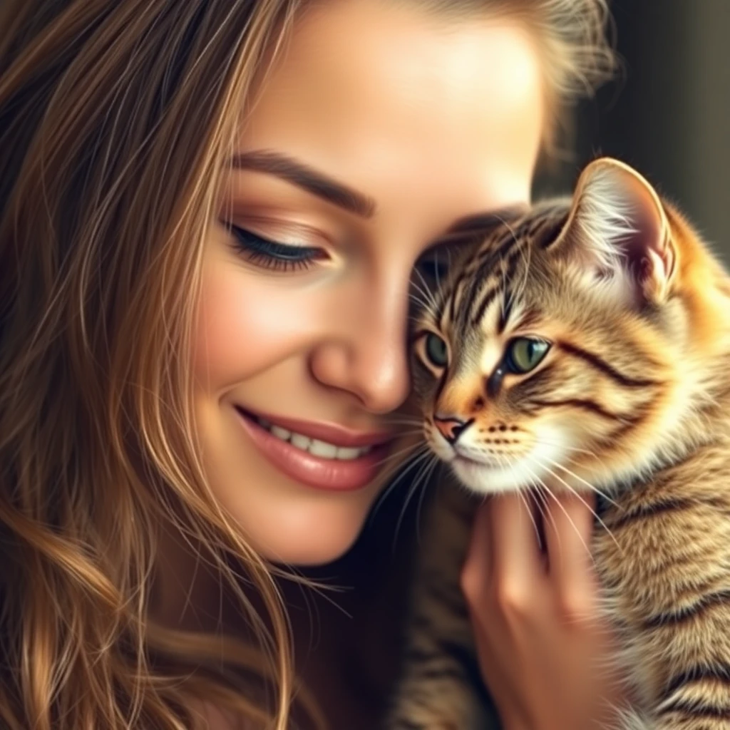 flux-context.com, flux kontext, style: text to image, prompt: A beautiful woman with a cat