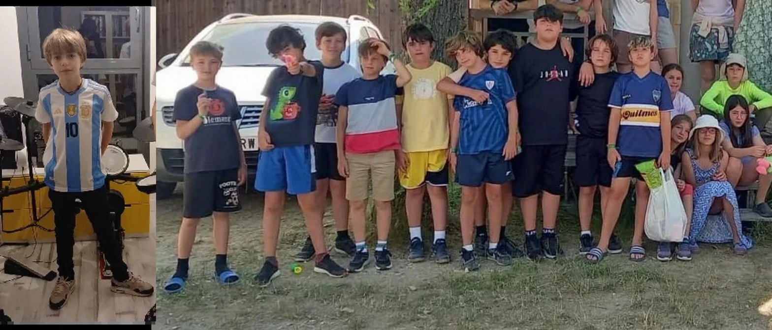 flux-context.com, flux kontext, style: none, prompt: Integrate the left kid with argentina shirt into the image with the test of the kids