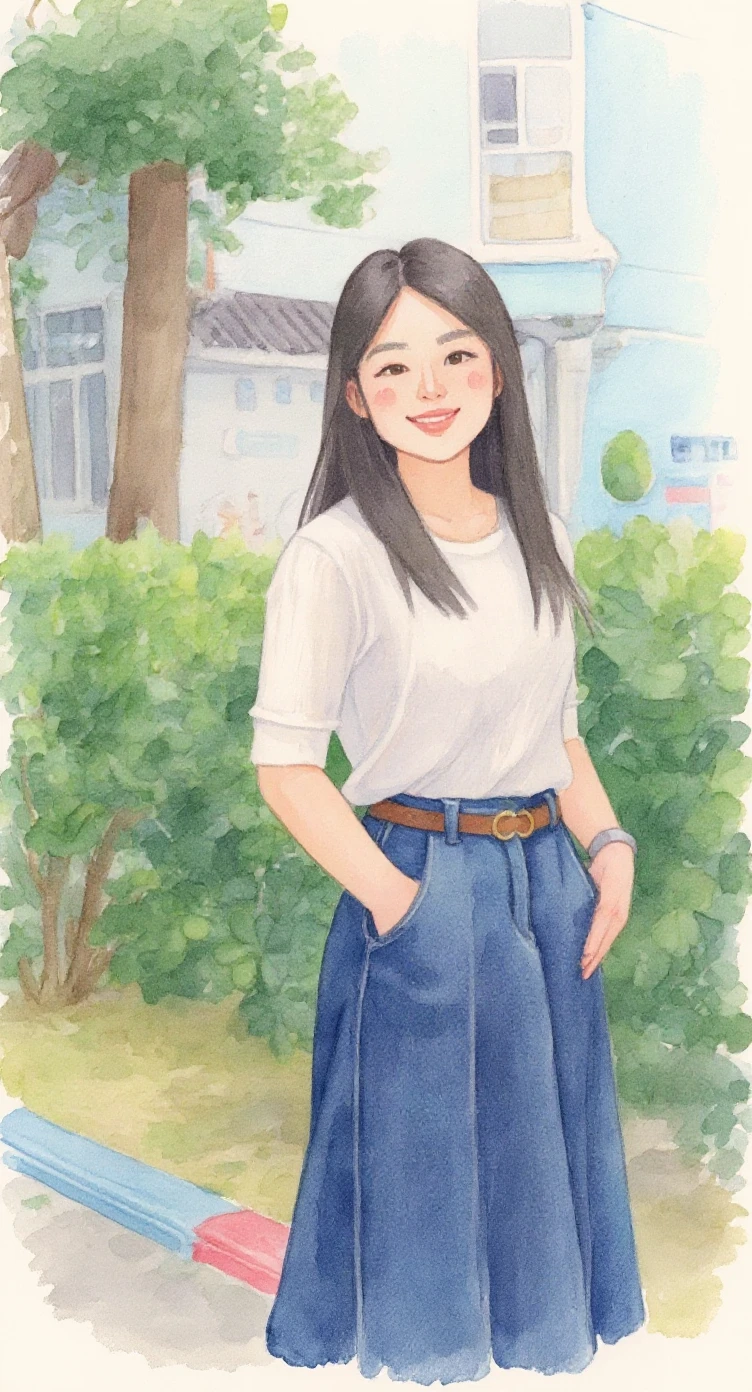 flux-context.com, flux kontext, style: watercolor, prompt: Transform the style into a watercolor style, cute, keeping the characters and background unchanged.